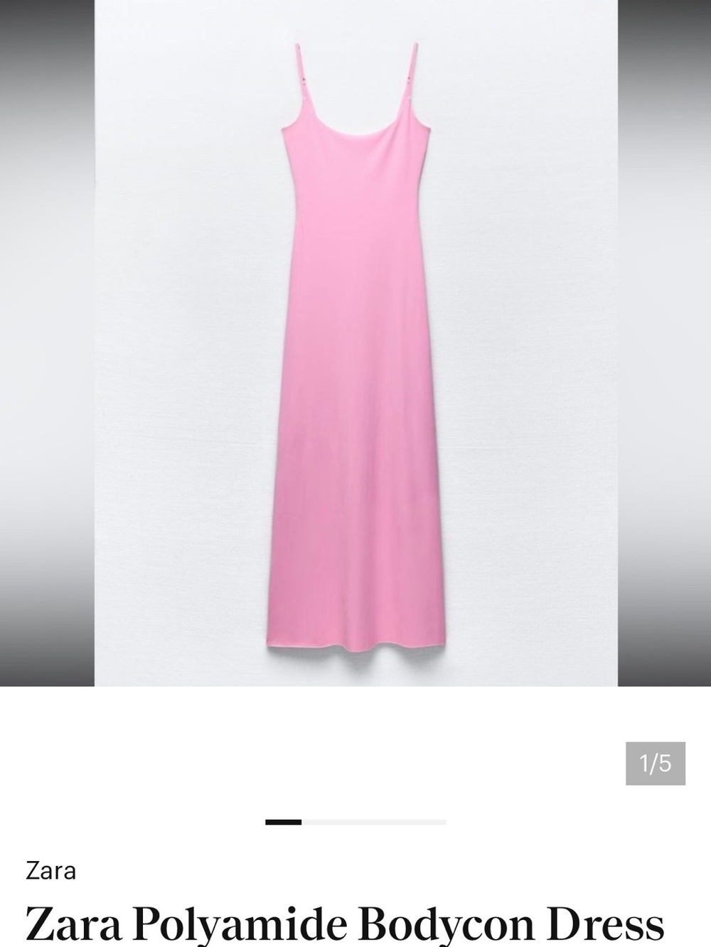 Zara Pink Polyamide Bodycon Slip Dress - NWT